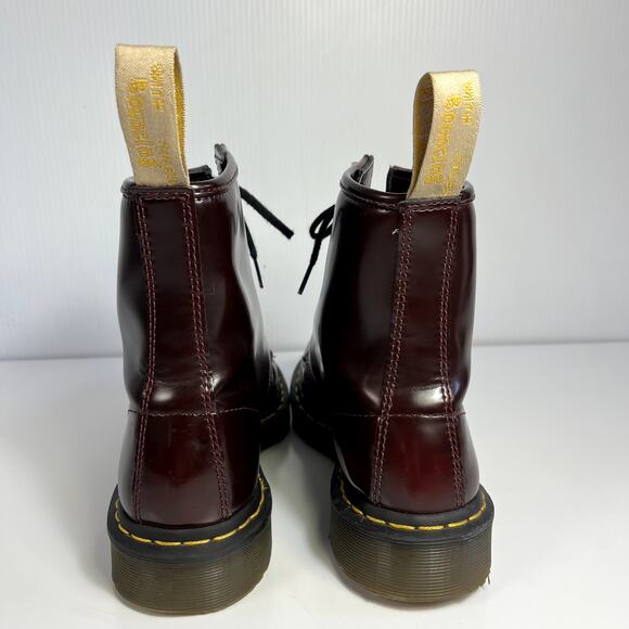 Dr. Martens Size 8 1460 Cherry Red Lace Up Combat Boots Vegan Patent Leather - Picture 3 of 14